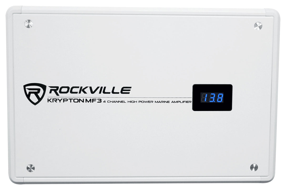 Rockville KRYPTON MF3 1600w Peak 4 Channel Marine Amplifier Boat Amp in White