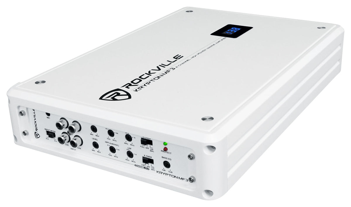 Rockville KRYPTON MF3 1600w Peak 4 Channel Marine Amplifier Boat Amp in White