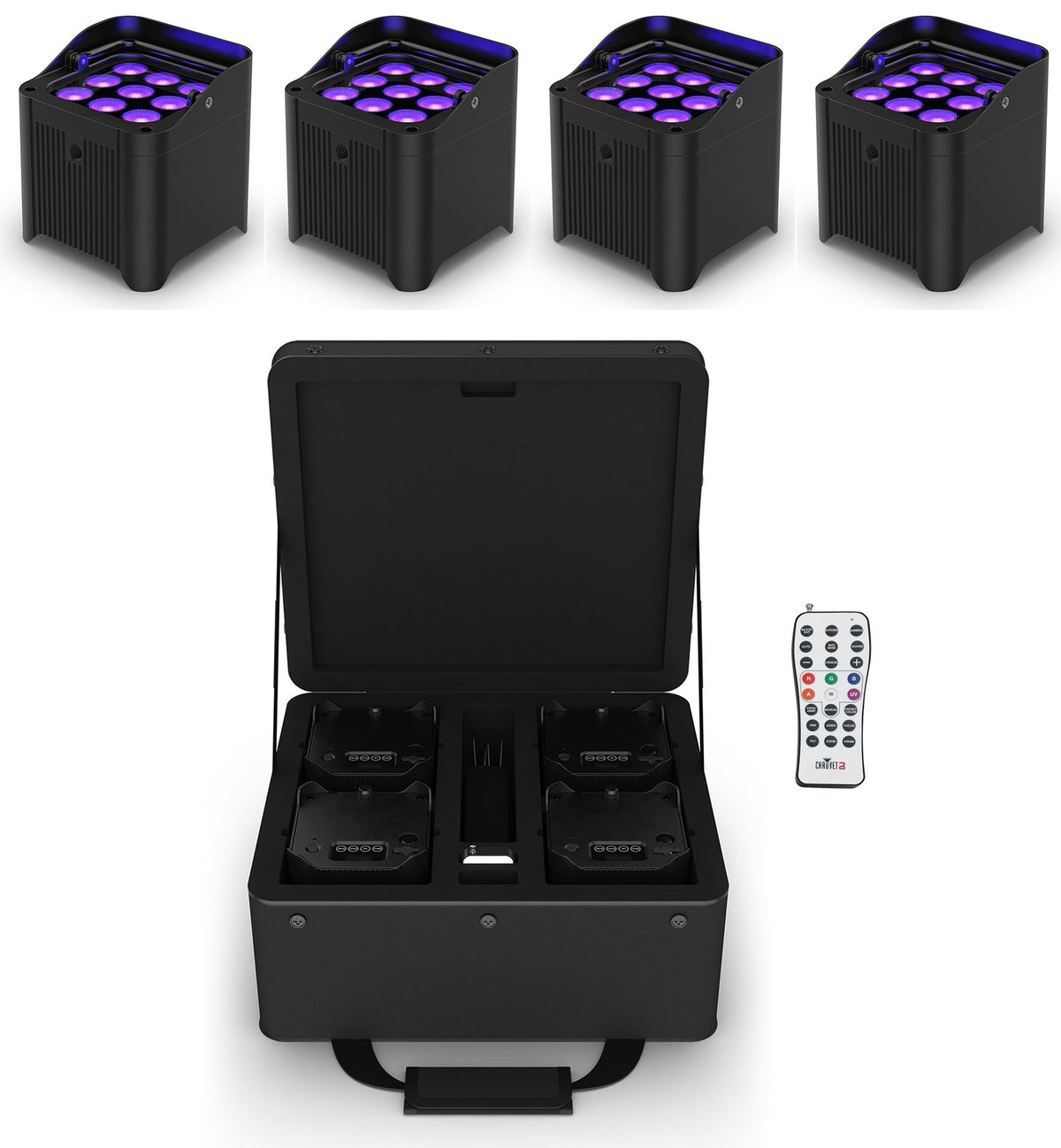 Chauvet DJ Freedom Par H9 IP X4 (4) Wireless DMX Battery Wash Lights+Bag+Remote