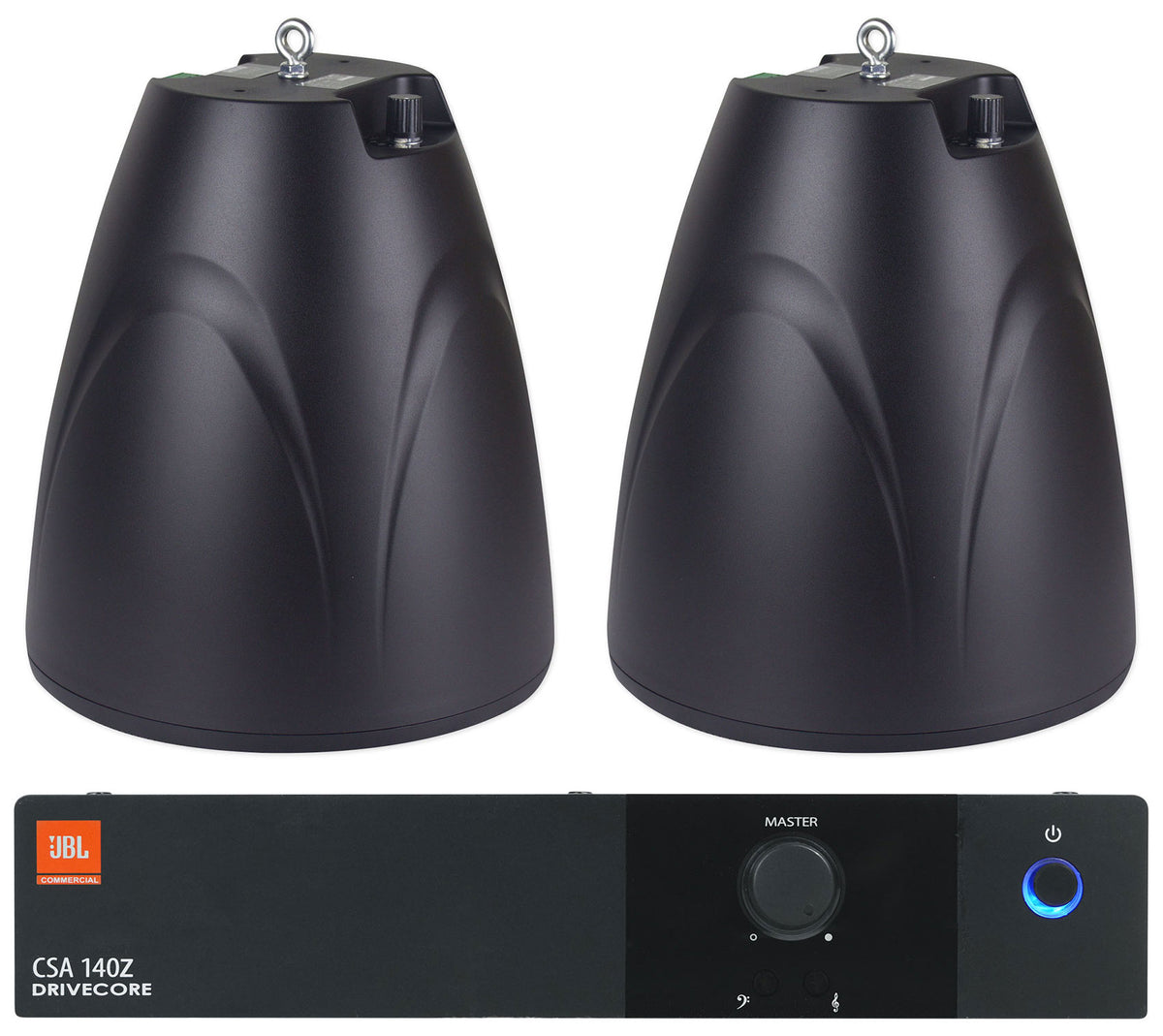 CSA140Z 70V Amplifier + (2) PEN-65T Black Pendant Speakers