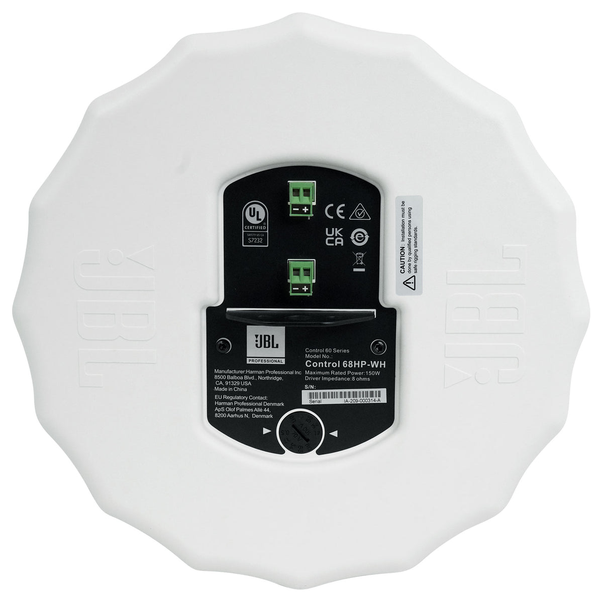 Pair JBL CONTROL 68HP-WH High-Power 70v Commercial 8" White Pendant Speakers