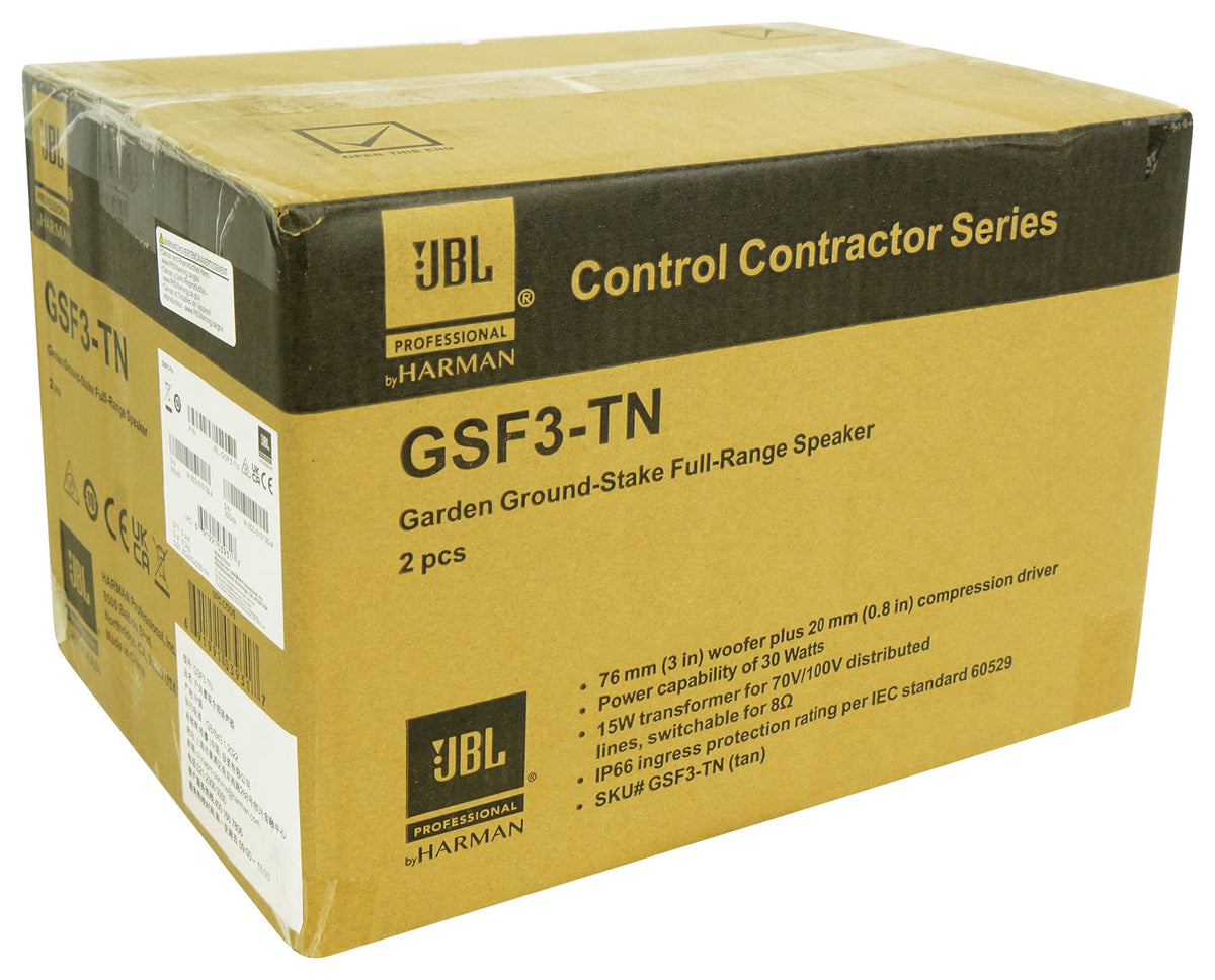 Pair JBL GSF3-TN 3" Landscape Ground Stake or Wall Mount 70v Commercial Speaker