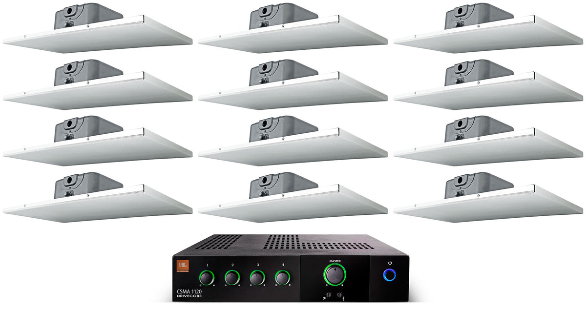 JBL CSMA 1120 Commercial 70v Amplifier+12) 2' X 1' Drop Ceiling Tile Speakers
