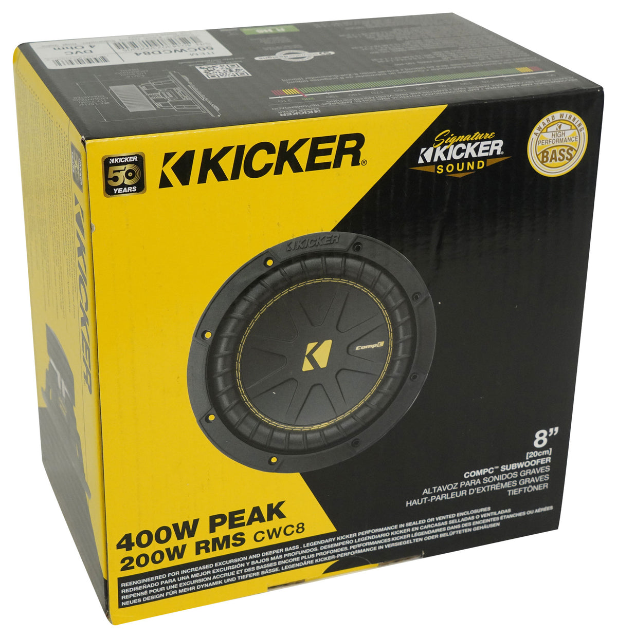 Kicker 50CWCD84 CompC 8" Subwoofer DVC 4 ohm Car Stereo Sub CWCD84