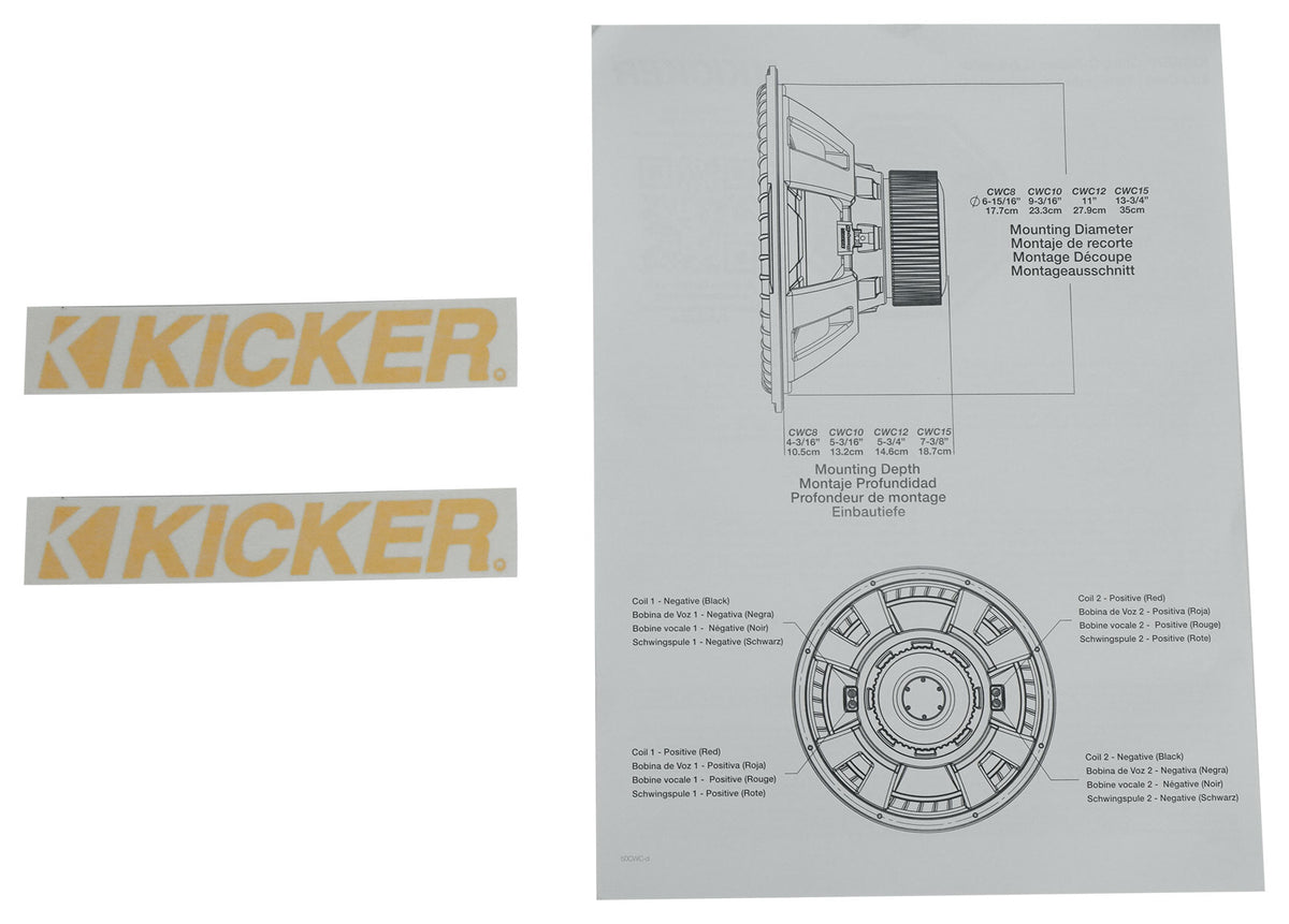 Kicker 50CWCD154 CompC 15" Subwoofer DVC 4 ohm Car Stereo Sub CWCD154