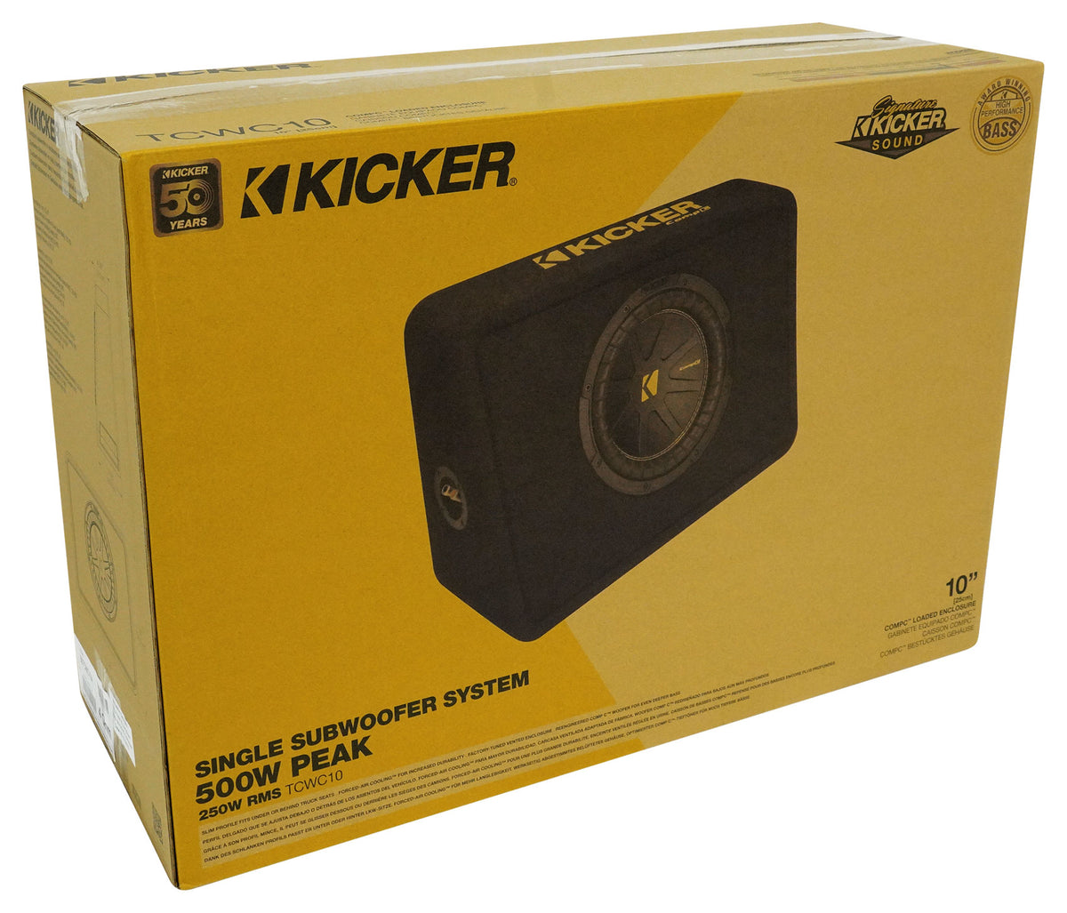 Kicker 50TCWC104 CompC 10" Subwoofer+Slim Shallow Sub Box Enclosure 4ohm TCWC104