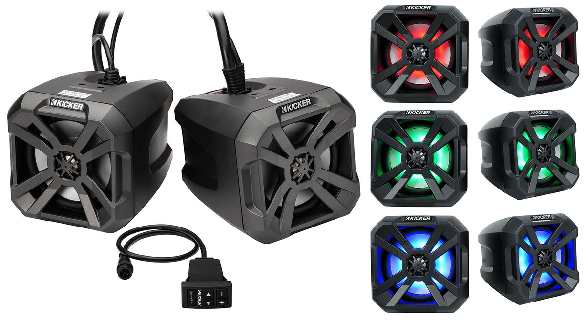 Pair KICKER 48BTCAN65 6.5" Powered Tower Speakers w/Bluetooth 4 ATV/UTV BTCAN65