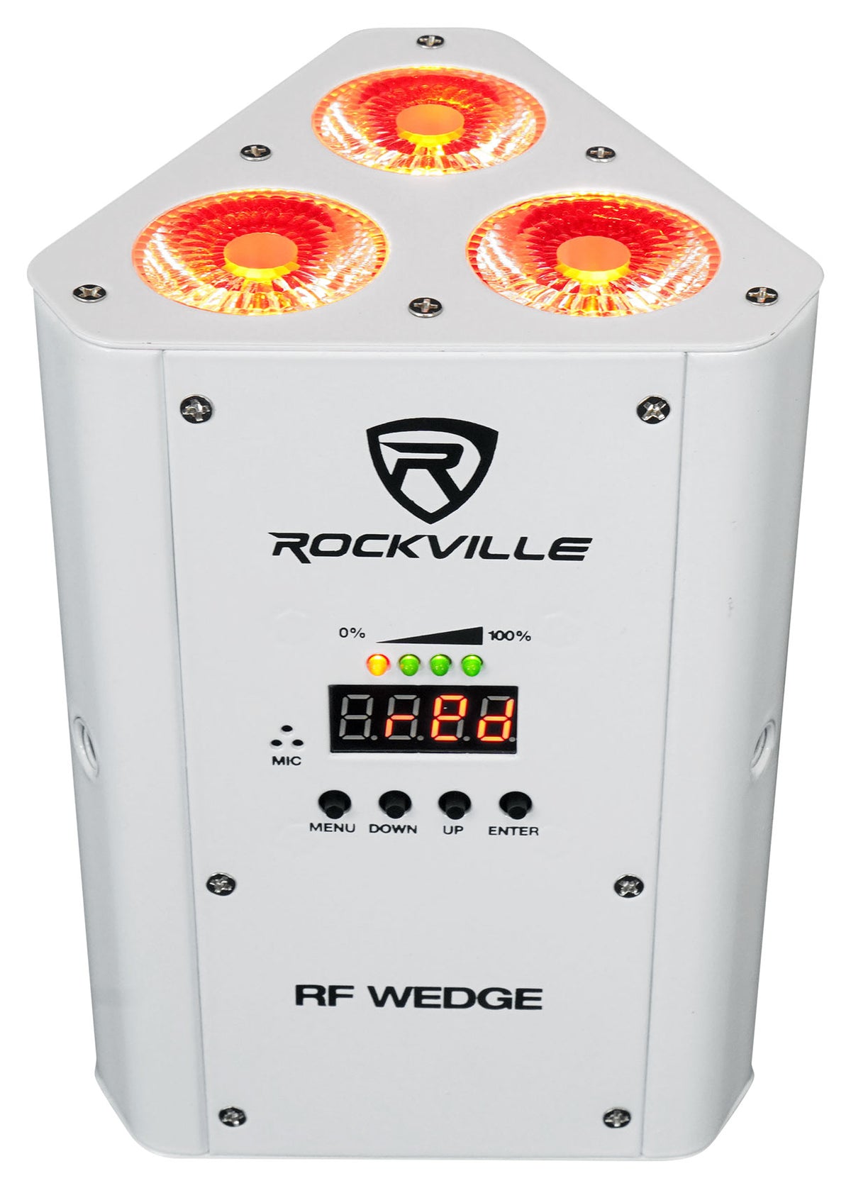 Rockville RF WEDGE PACK WHITE (6) Battery Wireless DJ Wash Lights+RF Remote+Case