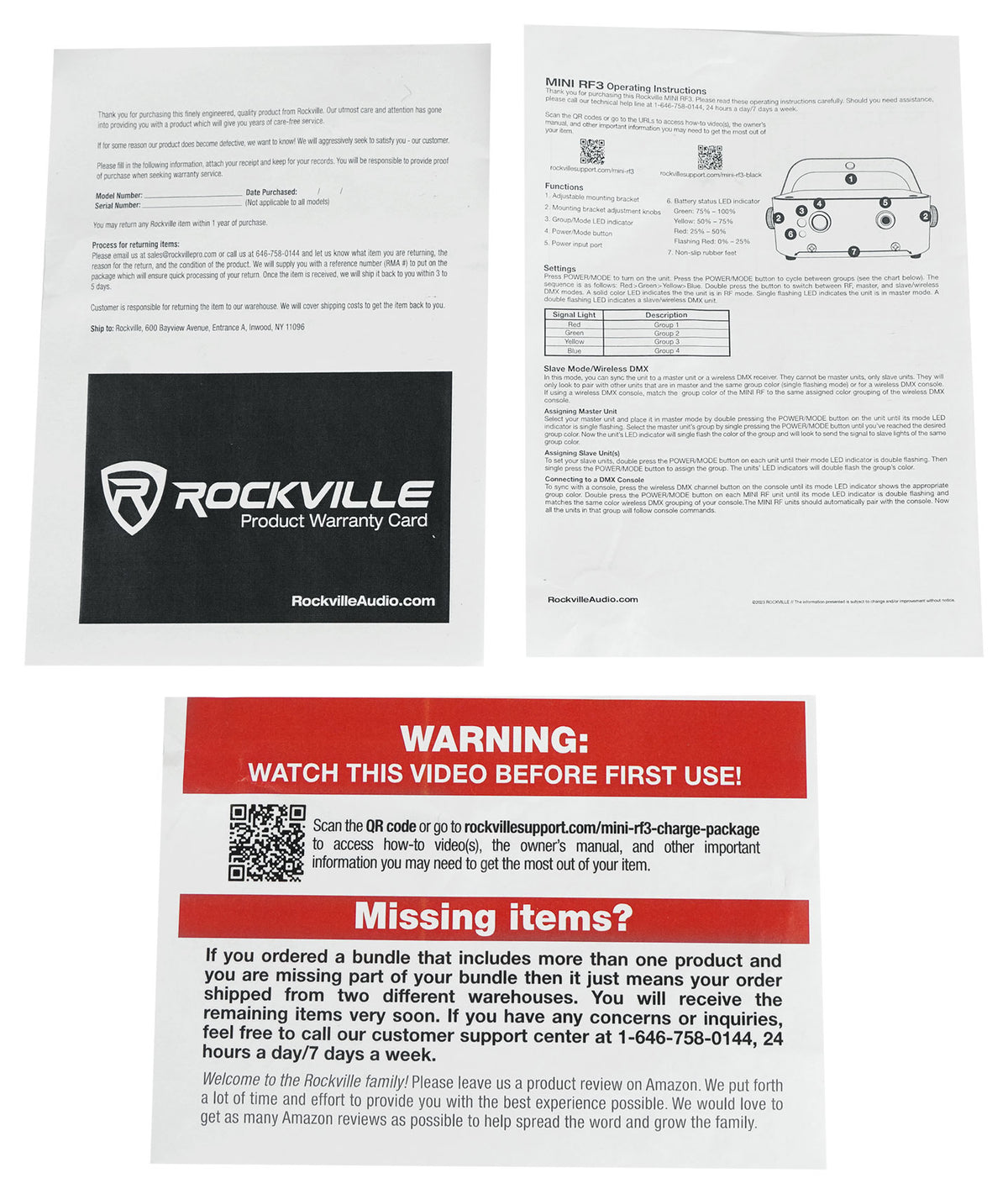 Rockville MINI RF3 CHARGE PACKAGE (8) Battery DJ PAR Up Wash Lights+Case+Remotes