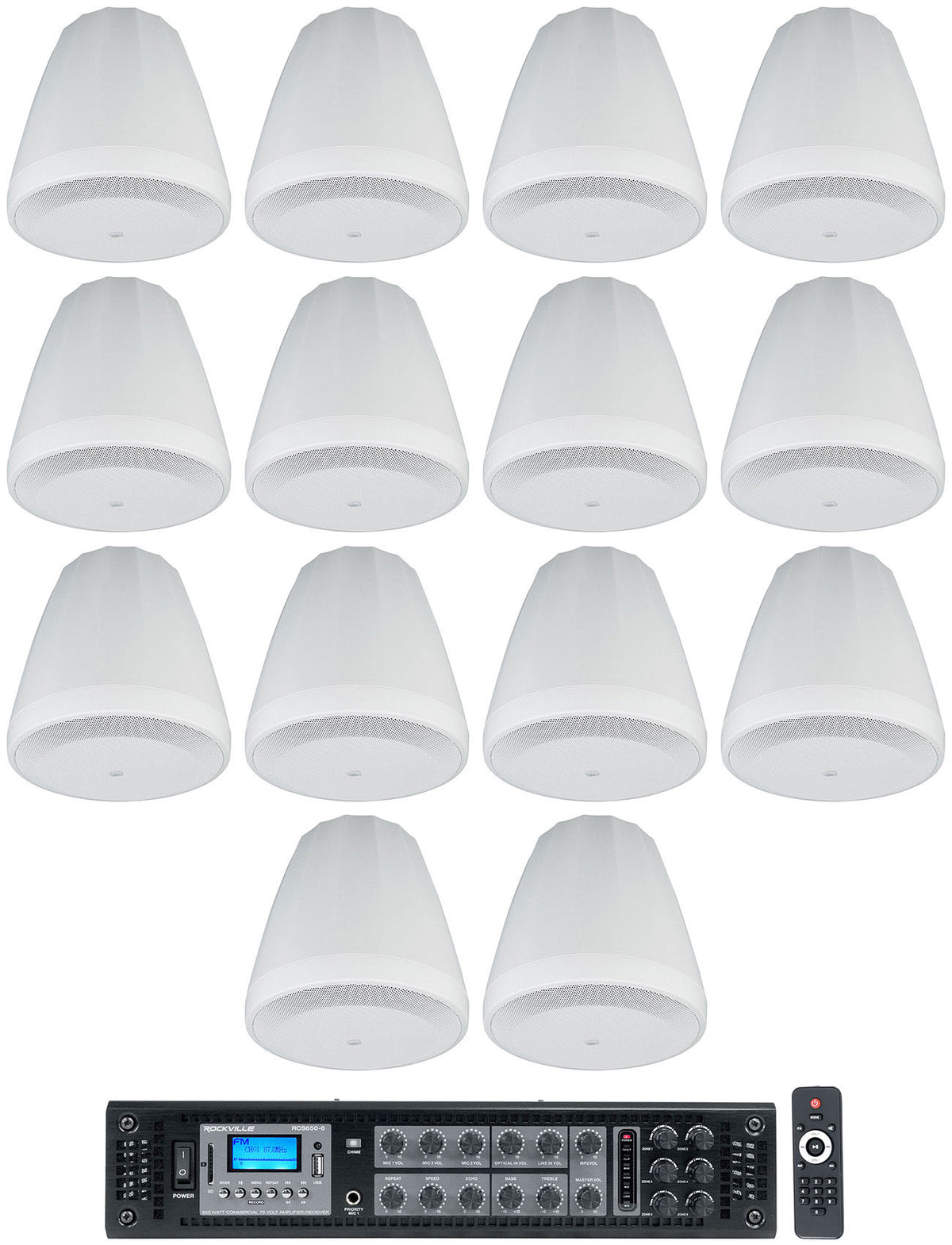 (14) JBL Control 64P/T 4" 30W 70V Pendant Speakers + Amplifier