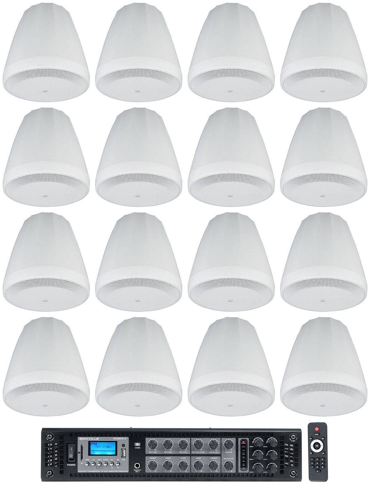 (16) JBL Control 64P/T 4" 30W 70V Pendant Speakers + Amplifier