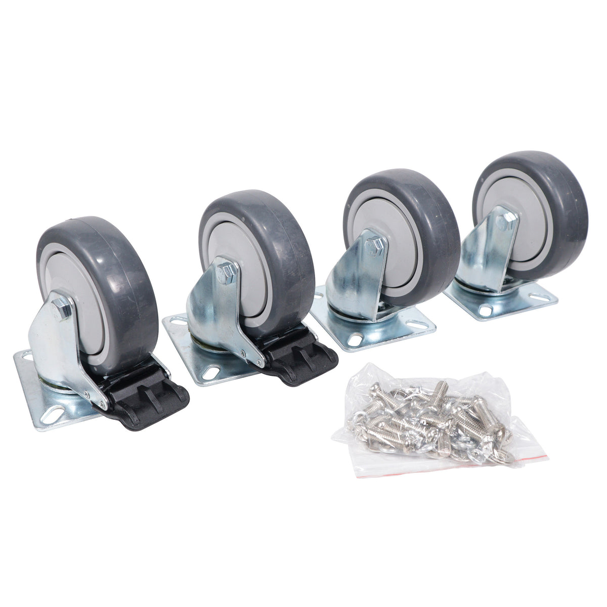 X-CASTER4BLK100X80 Replacement 4" Industrial Caster Wheels With Plate