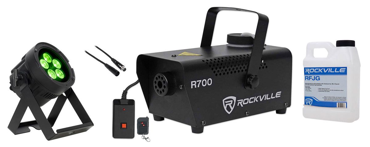 Encore LP5IP 5x20W Outdoor RGBL LED DMX Par Wash Light + Fogger + Cable