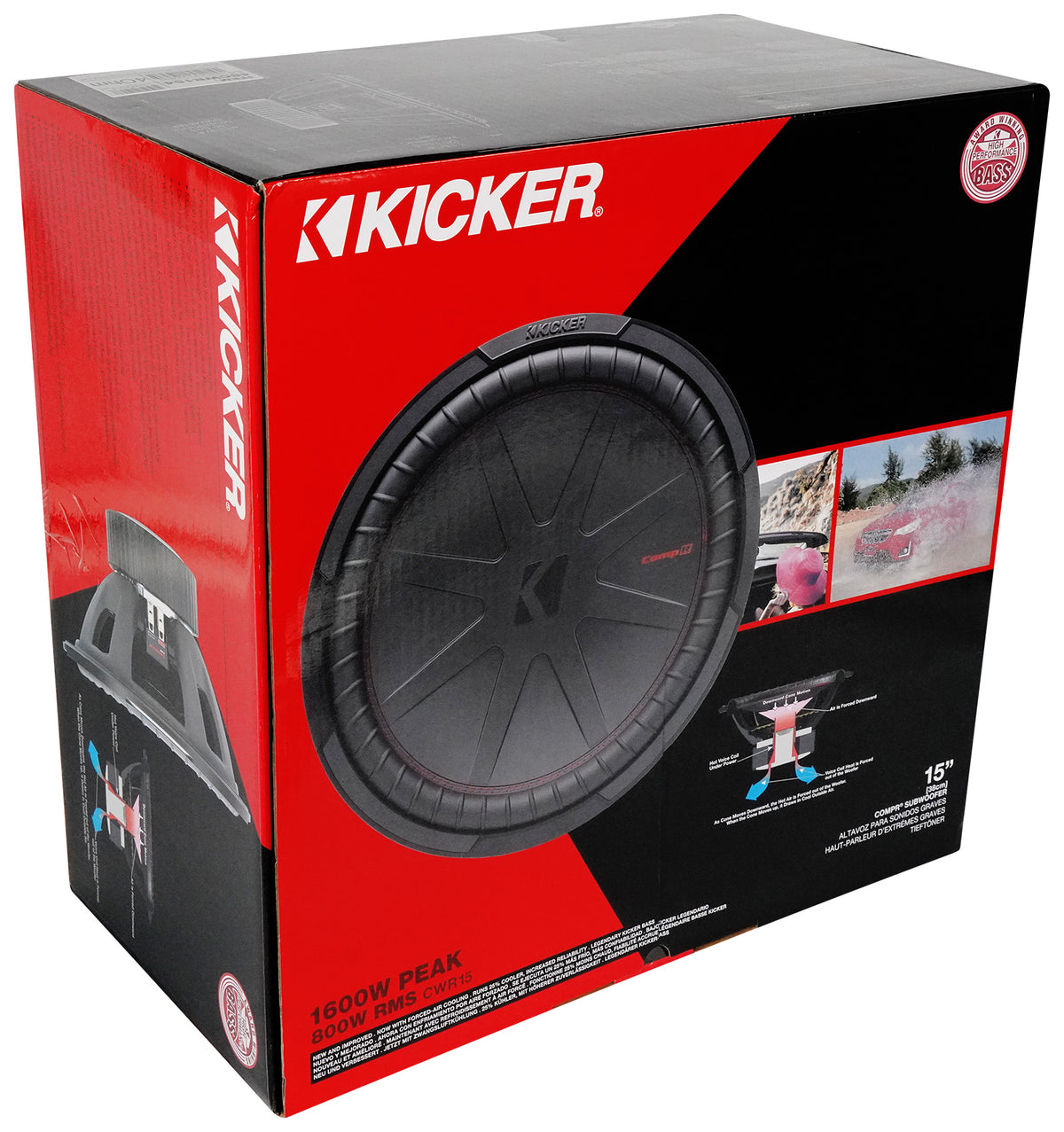 CompR 1600W 15" Subwoofer, Dual 4-Ohm Voice Coil, CWR15-4