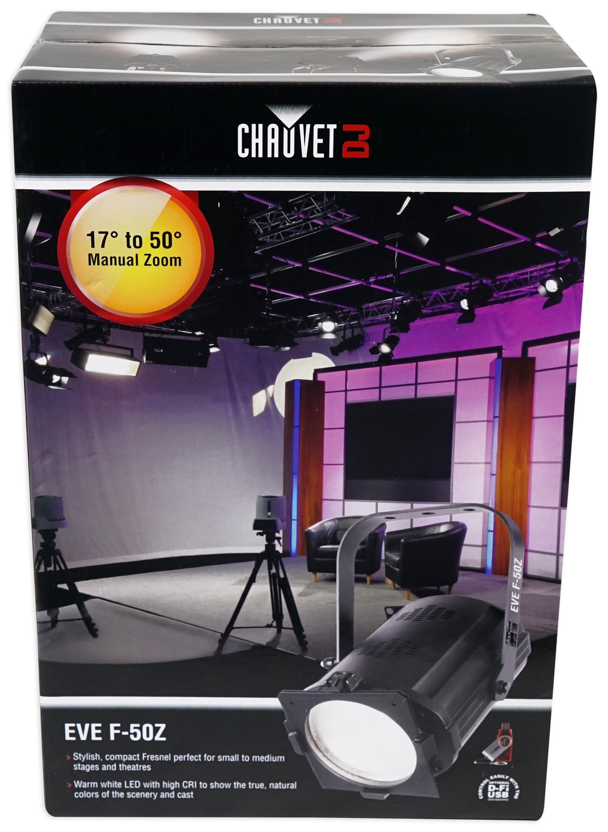 EVE F-50Z LED Fresnel DMX Warm White D-Fi Spot Light