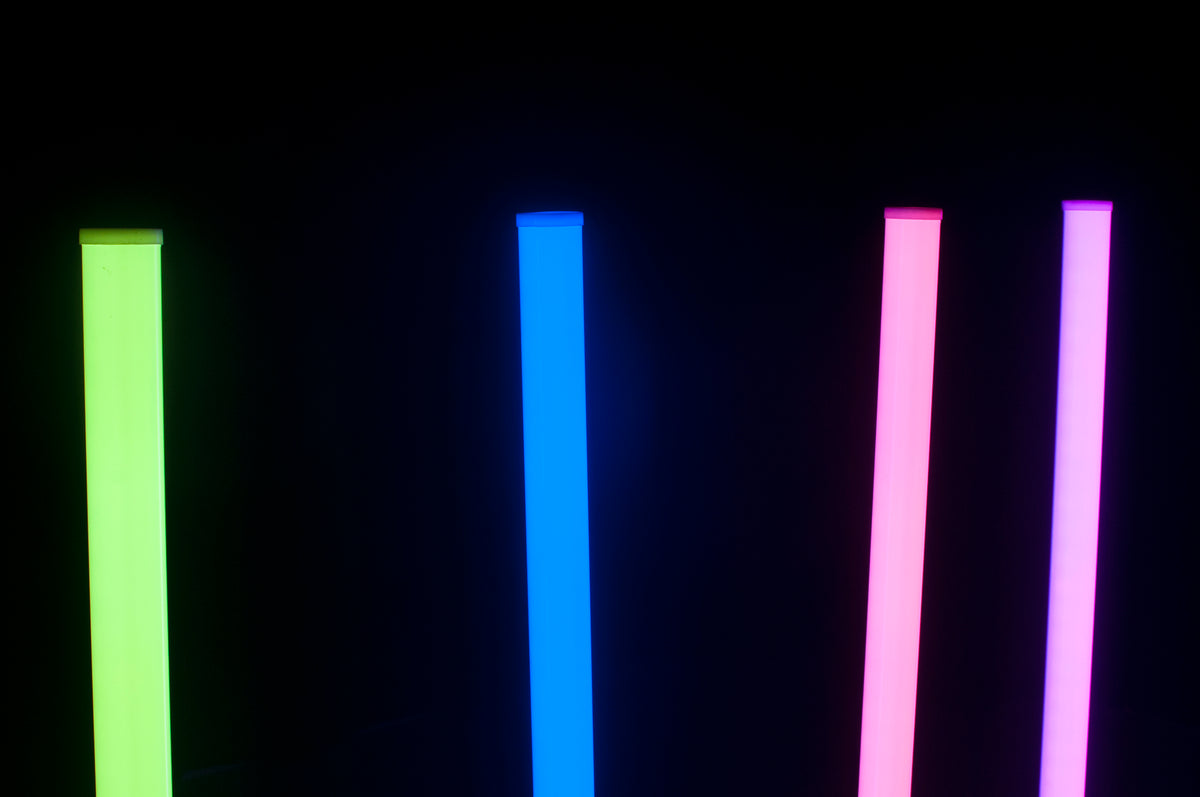 LED BP TUBES 4 PAK Battery Powered 4x RGB LED Light w/Remote+Bag ADJ