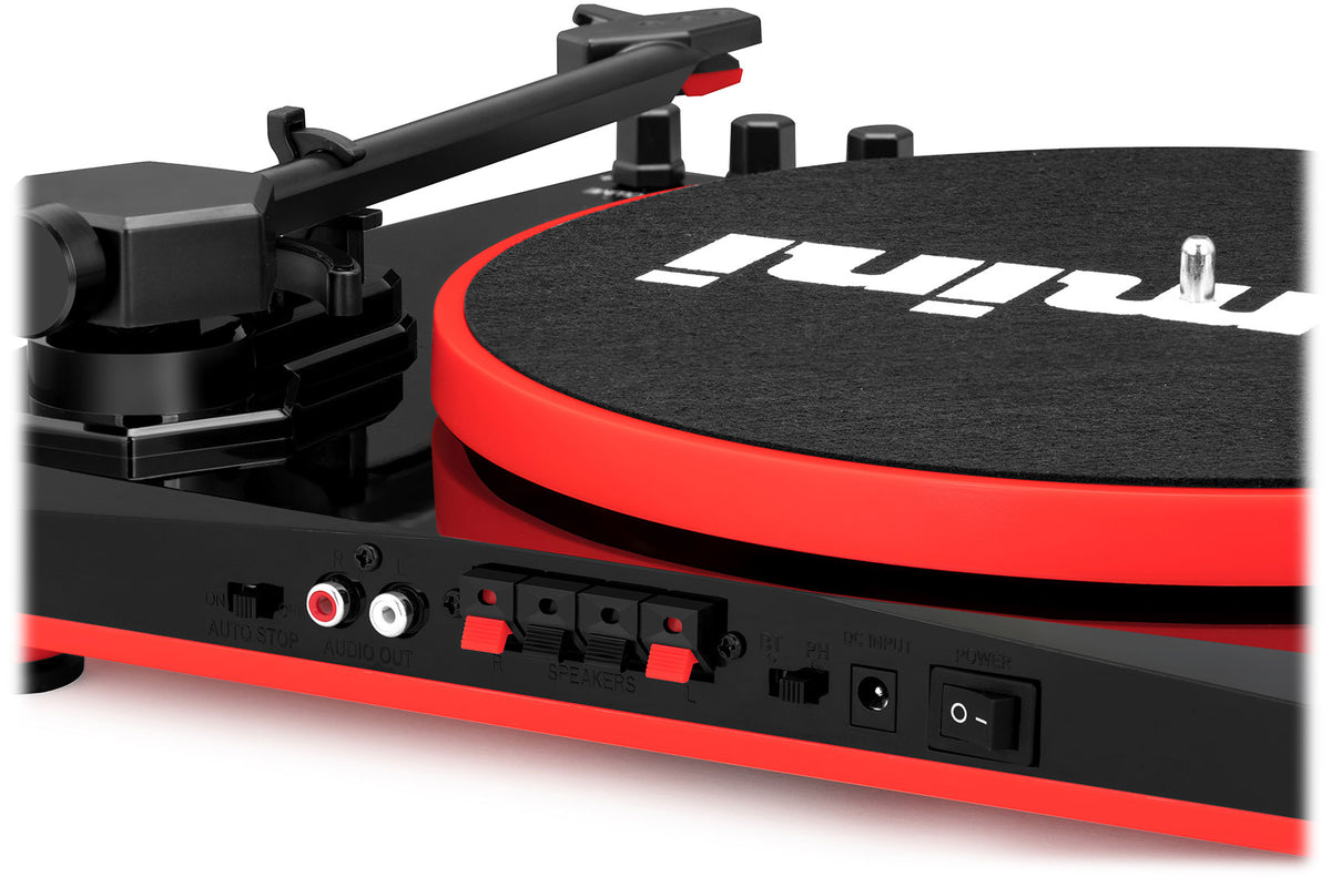 TT-900 Vinyl Record Player Turntable with Bluetooth and Dual Speakers (Black/Red)