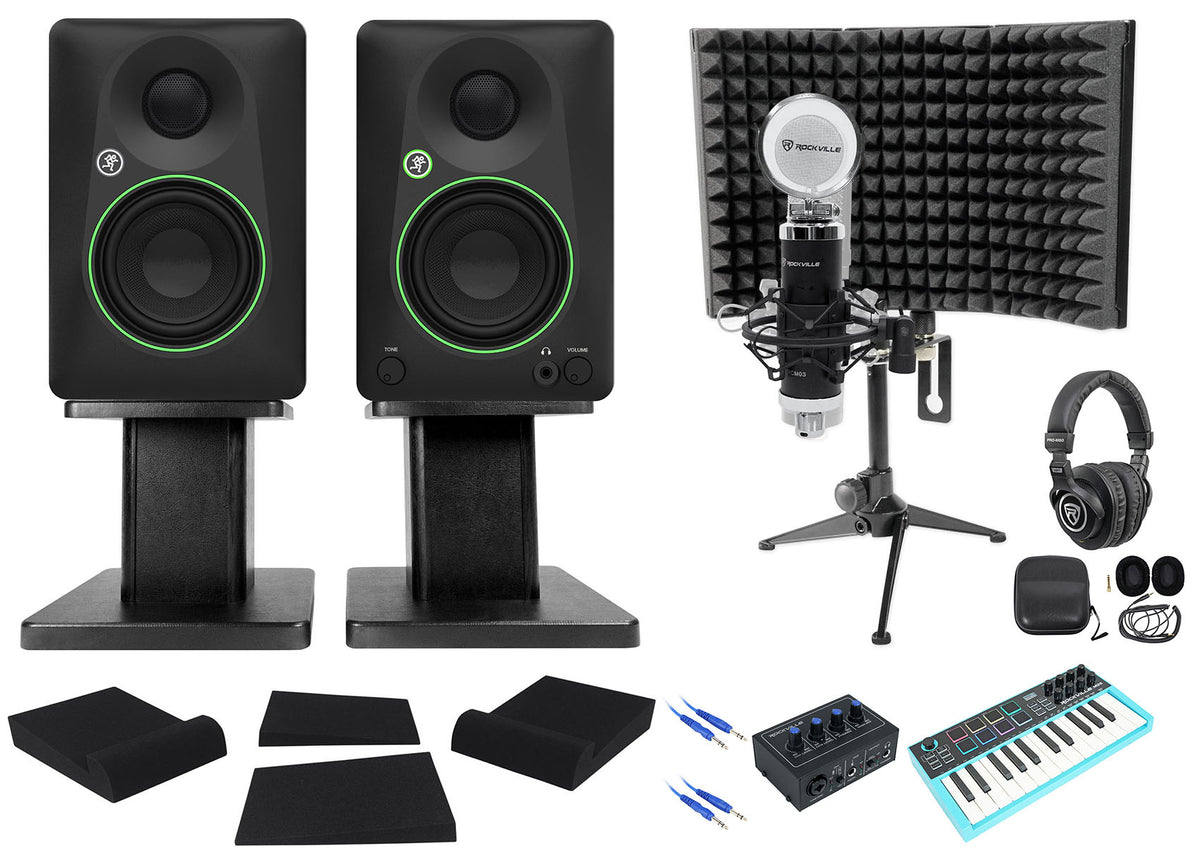 Mackie CR3.5BT Studio Monitors Recording Kit+Interface+Controller+Mic+Headphones