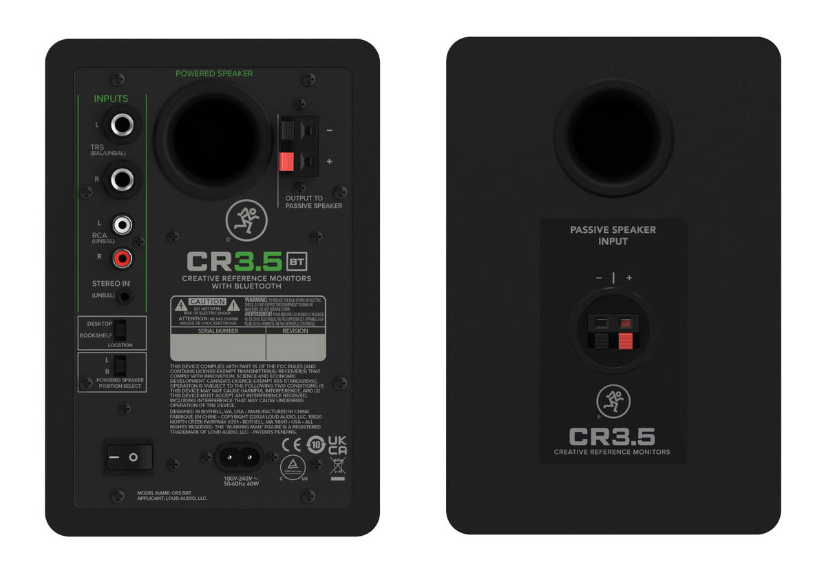 Pair Mackie CR3.5BT 3.5" Powered Studio Monitors w/Bluetooth/Tone Control+8" Sub