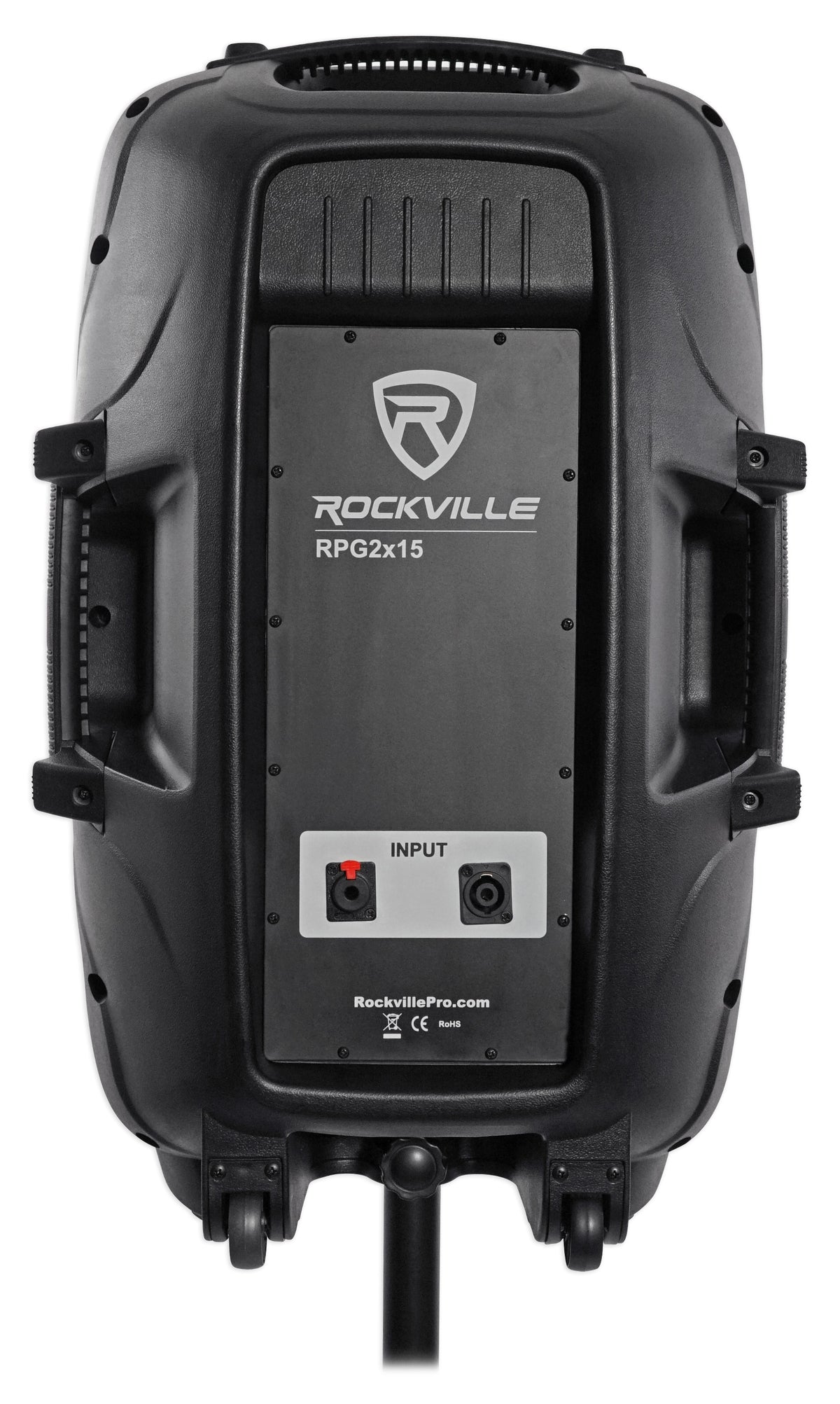 Rockville RPG2X15 BOX 1 15” 1400 Watts ABS molded DJ PA Passive Speaker+Mixer+Stand+(2) Microphones+Cables