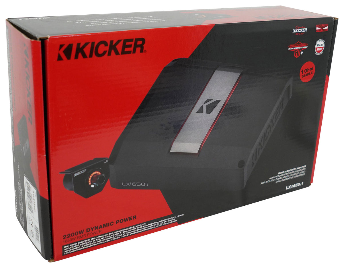 Kicker 51LX16501 1650w Mono Car Amplifier w/Smart Bass Class D Sub Amp LX1650.1