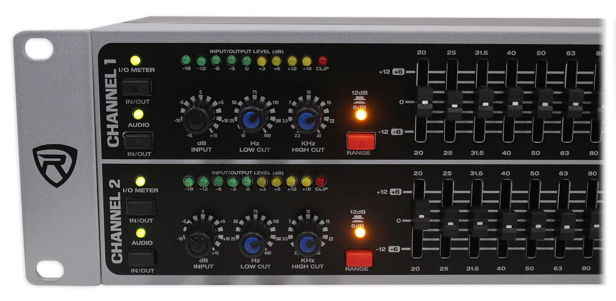 Rockville REQ231 Dual 31 Band 1/3 Octave Graphic Equalizer w/ Sub-Output!