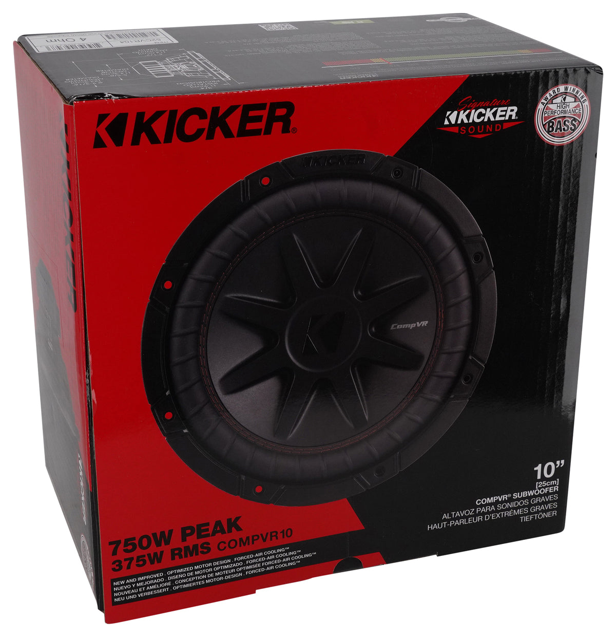Kicker 52CVR104 CVR10 COMPVR 10" 750w Subwoofer 4-Ohm DVC Car Audio Sub CVR104