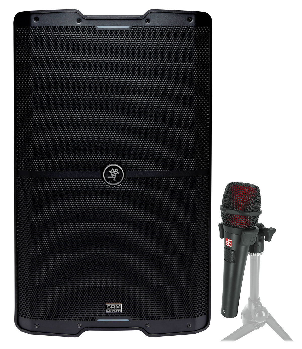 Mackie SRM215 V-Class 15” Powered PA DJ Speaker w/Bluetooth+Se Electronics Mic
