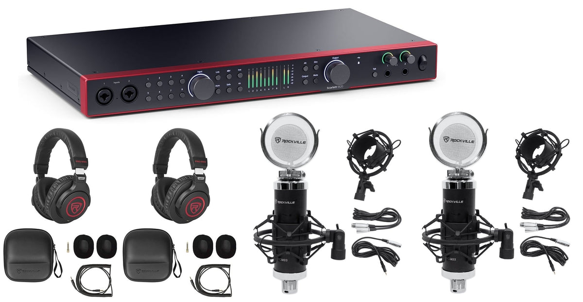 SCARLETT 18I20 4G 4th Gen Audio Recording Interface + (2) Headphones + Mics