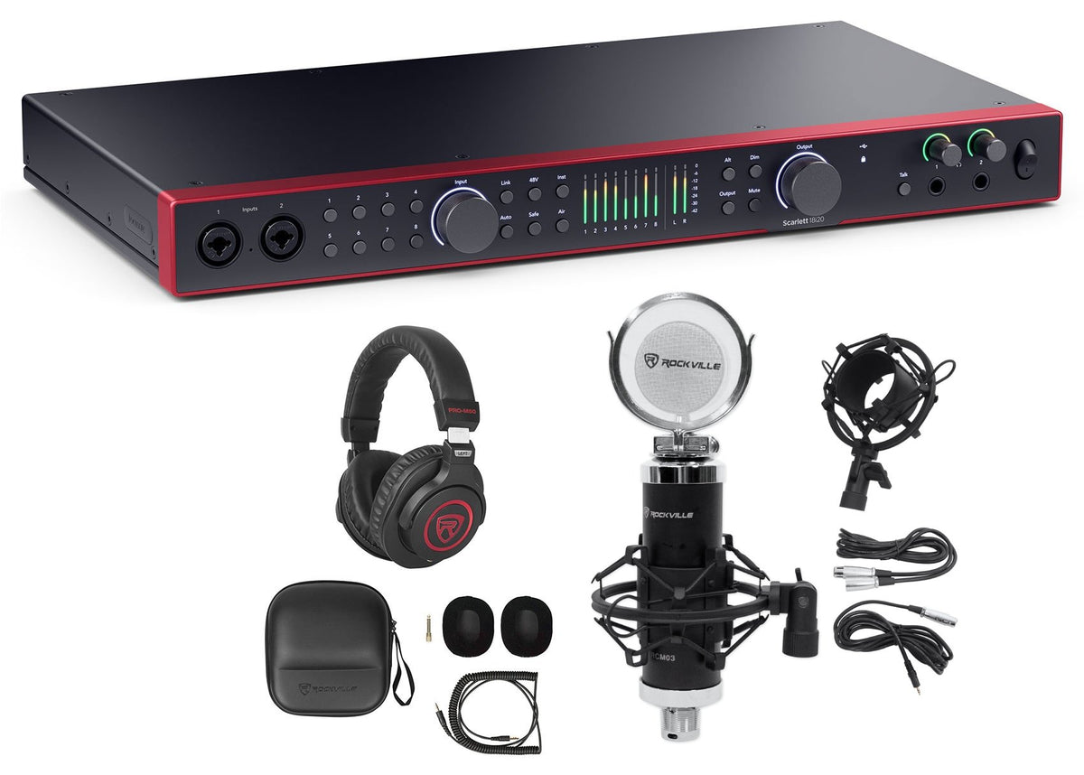 SCARLETT 18I20 4G 4th Gen Audio Recording Interface + Headphones + Mic