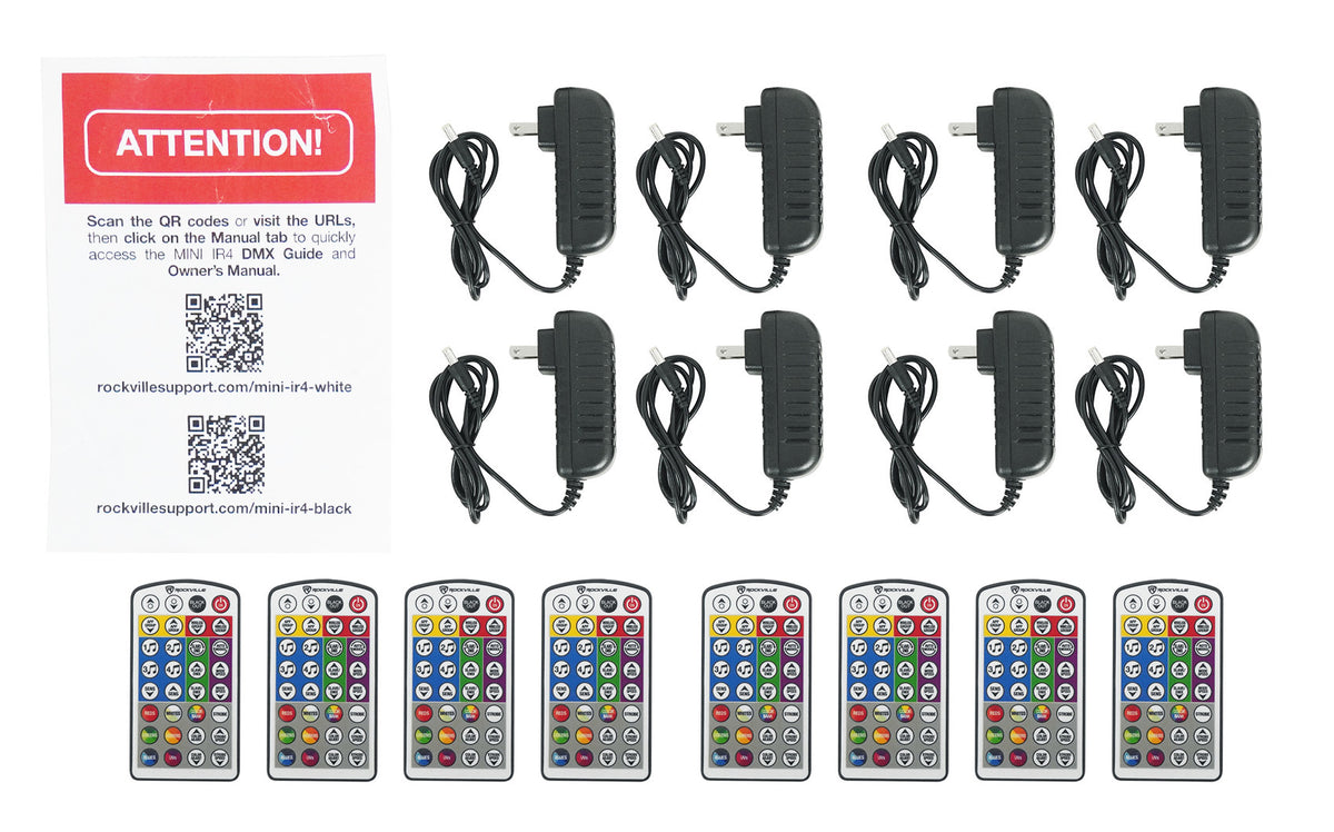 Rockville MINI IR4 CHARGE PACKAGE WHITE 8 DJ Par Wash Up Lights+Case+App Control