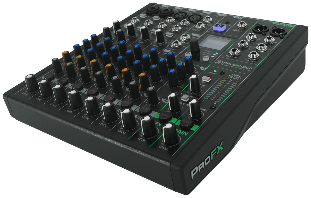 Mackie ProFX10GO 10-Channel Battery Powered Analog Mixer w/FX/USB/Bluetooth