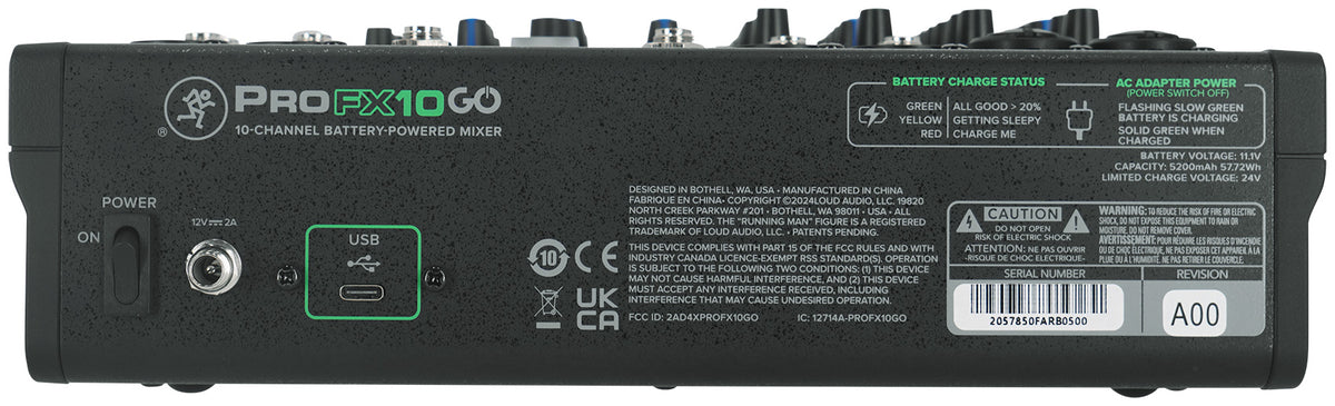 Mackie ProFX10GO 10-Channel Battery Powered Analog Mixer w/FX/USB/Bluetooth