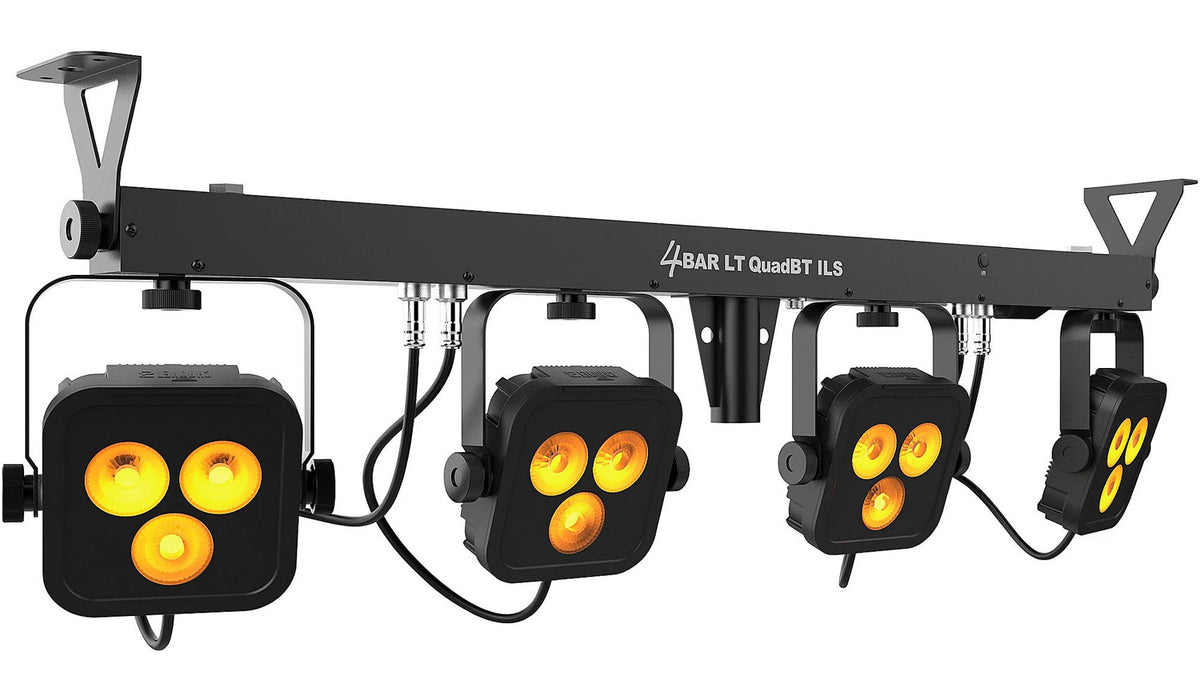 Chauvet DJ 4BAR LT QuadBT ILS Bluetooth Wash Lighting Kit+Tripod+Bag+Footswitch