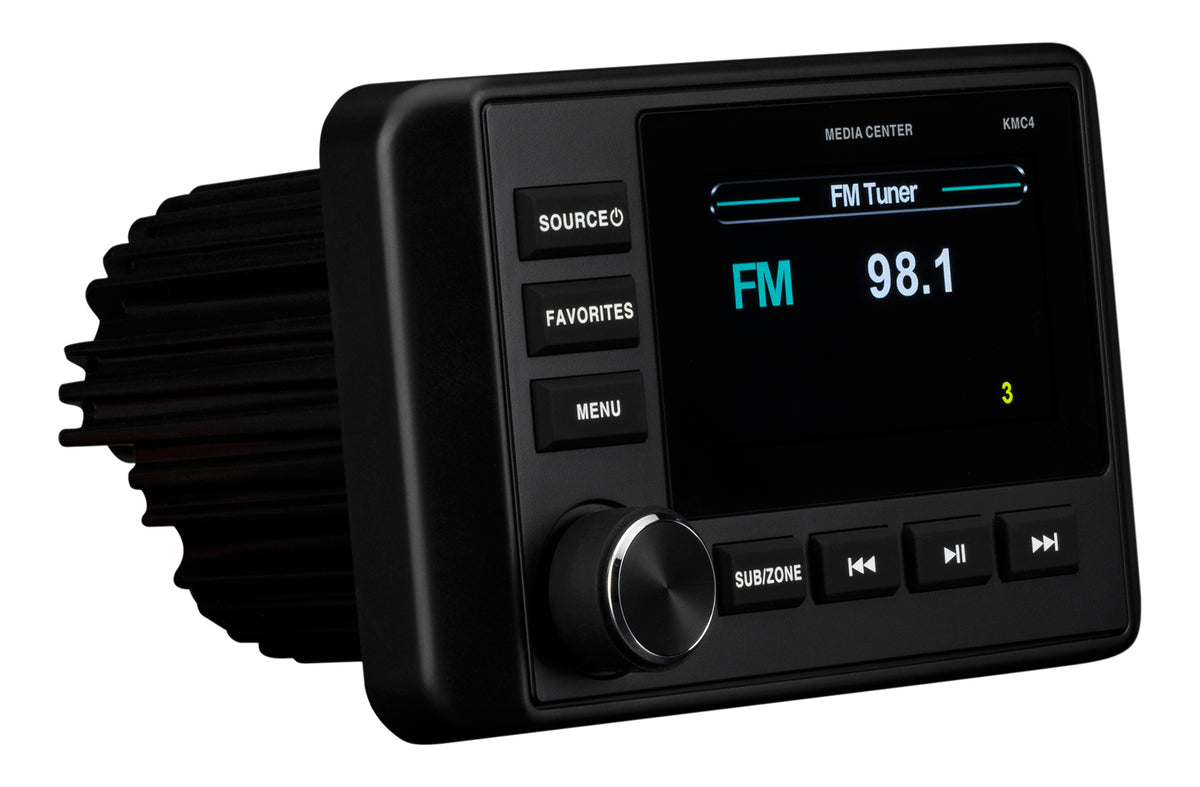 Kicker 51KMC4 Marine Boat Gauge Hole Dual Zone Bluetooth Receiver w/Mic KMC4