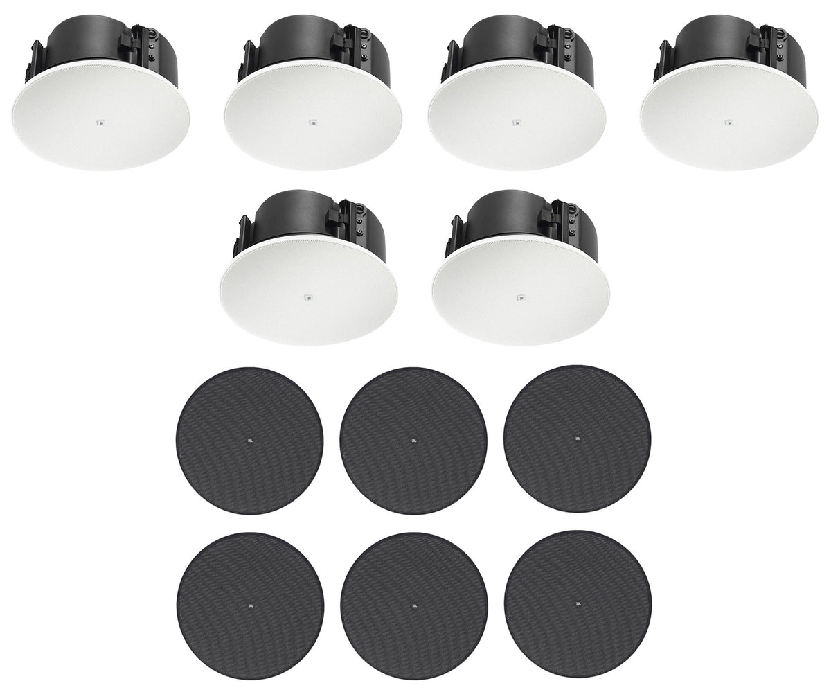 (6) JBL Control 424LP 4" 70v/16-ohm Commercial In-Ceiling Speakers+Black Grilles