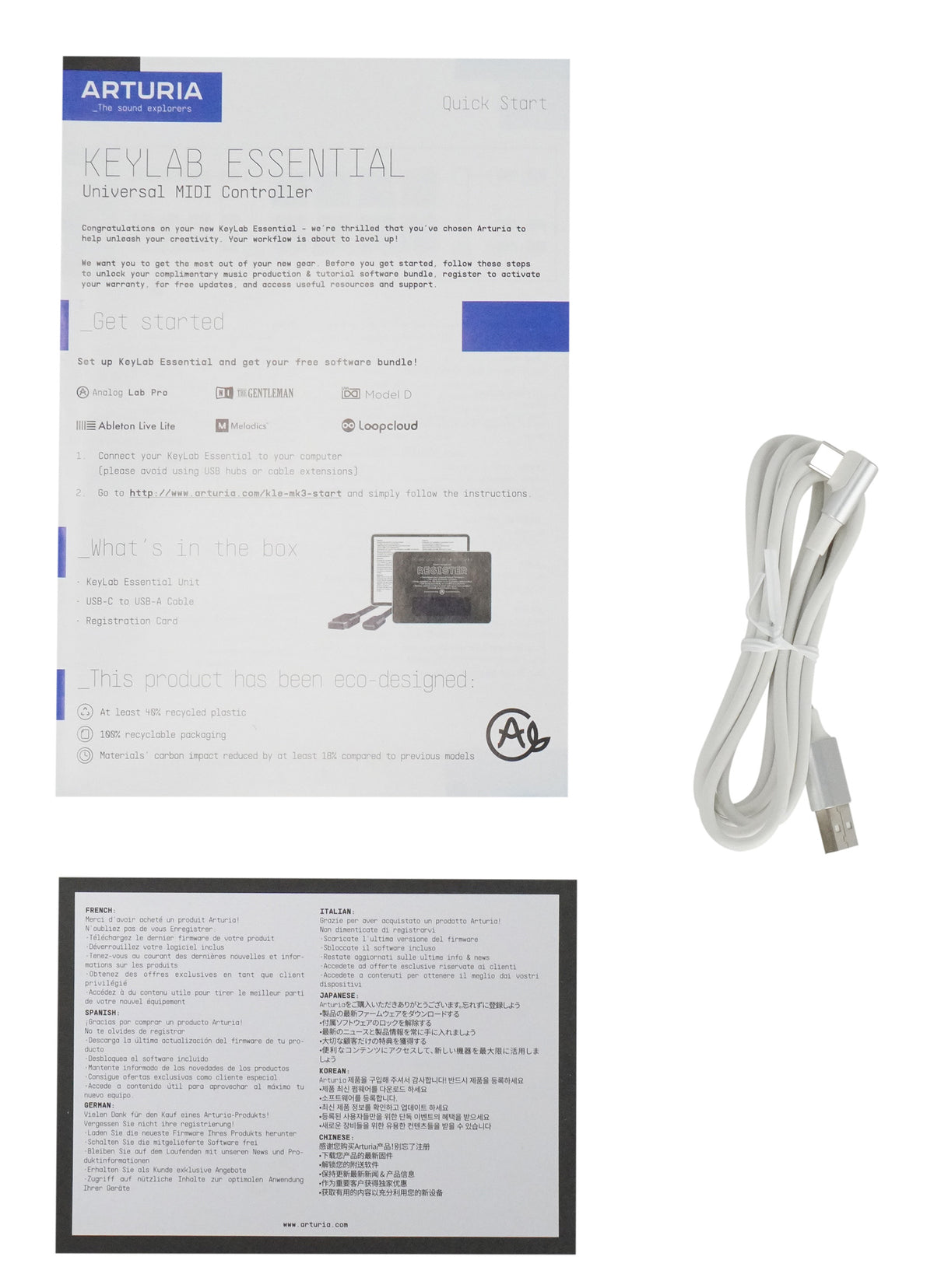 ARTURIA Keylab Essential 61 mk3 White 61-Key USB MIDI Keyboard Controller