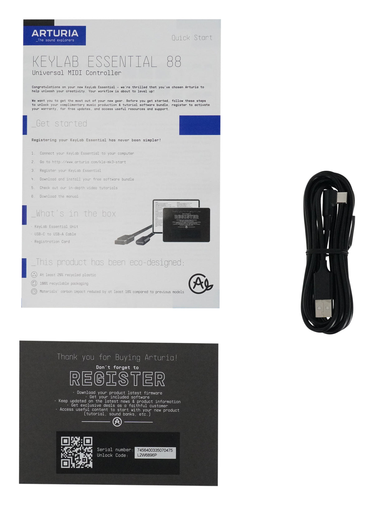 Arturia KEYLAB ESSENTIAL Mk3 88-Key Black USB Midi Keyboard Controller