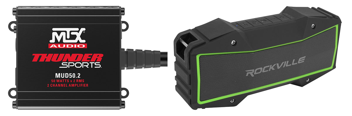 MTX MUD50.2 100 Watt RMS 2-Channel Amplifier Amp+Portable Bluetooth Home Speaker