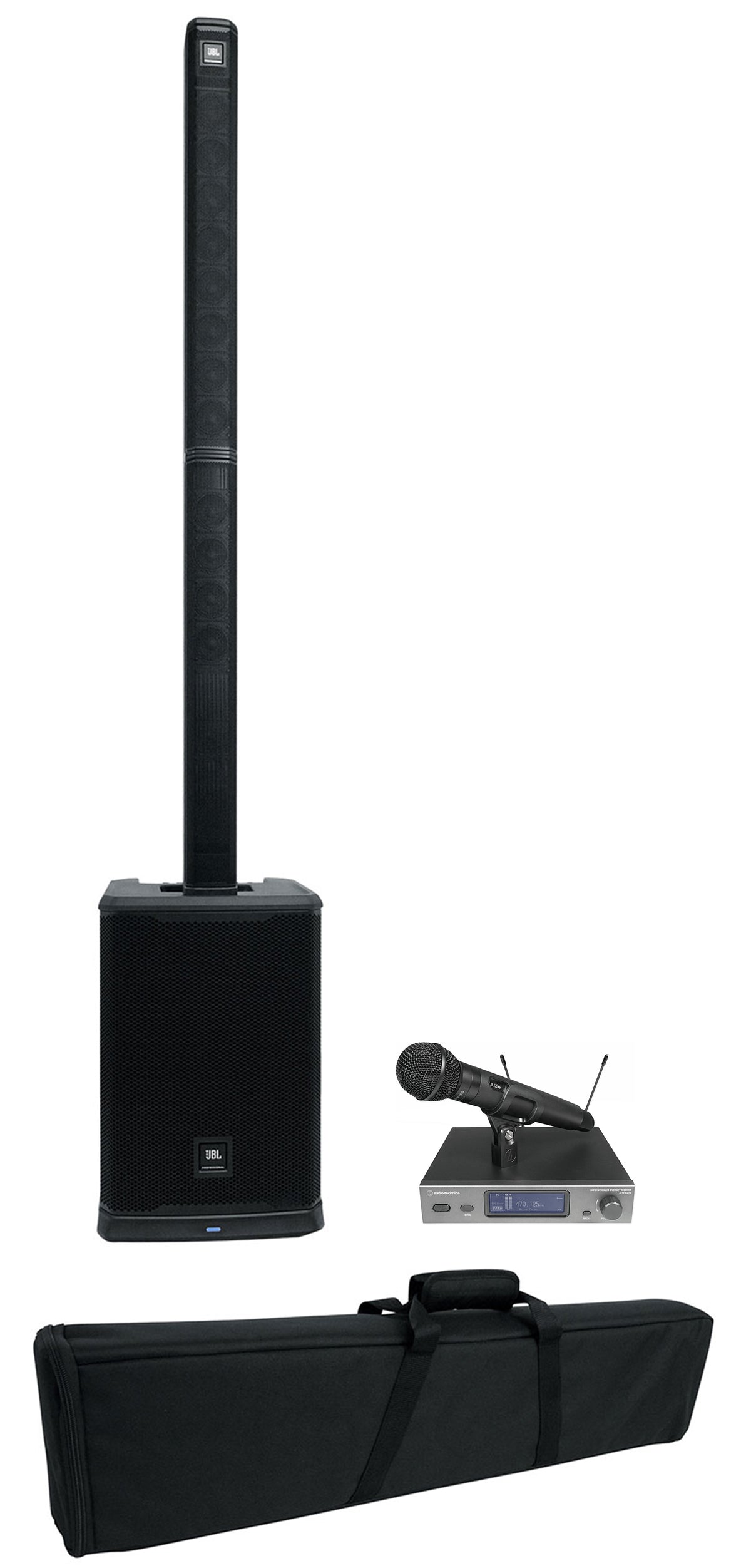 JBL PRX ONE 2000w Powered Column DJ PA Speaker+Subwoofer+Audio Technica Mic