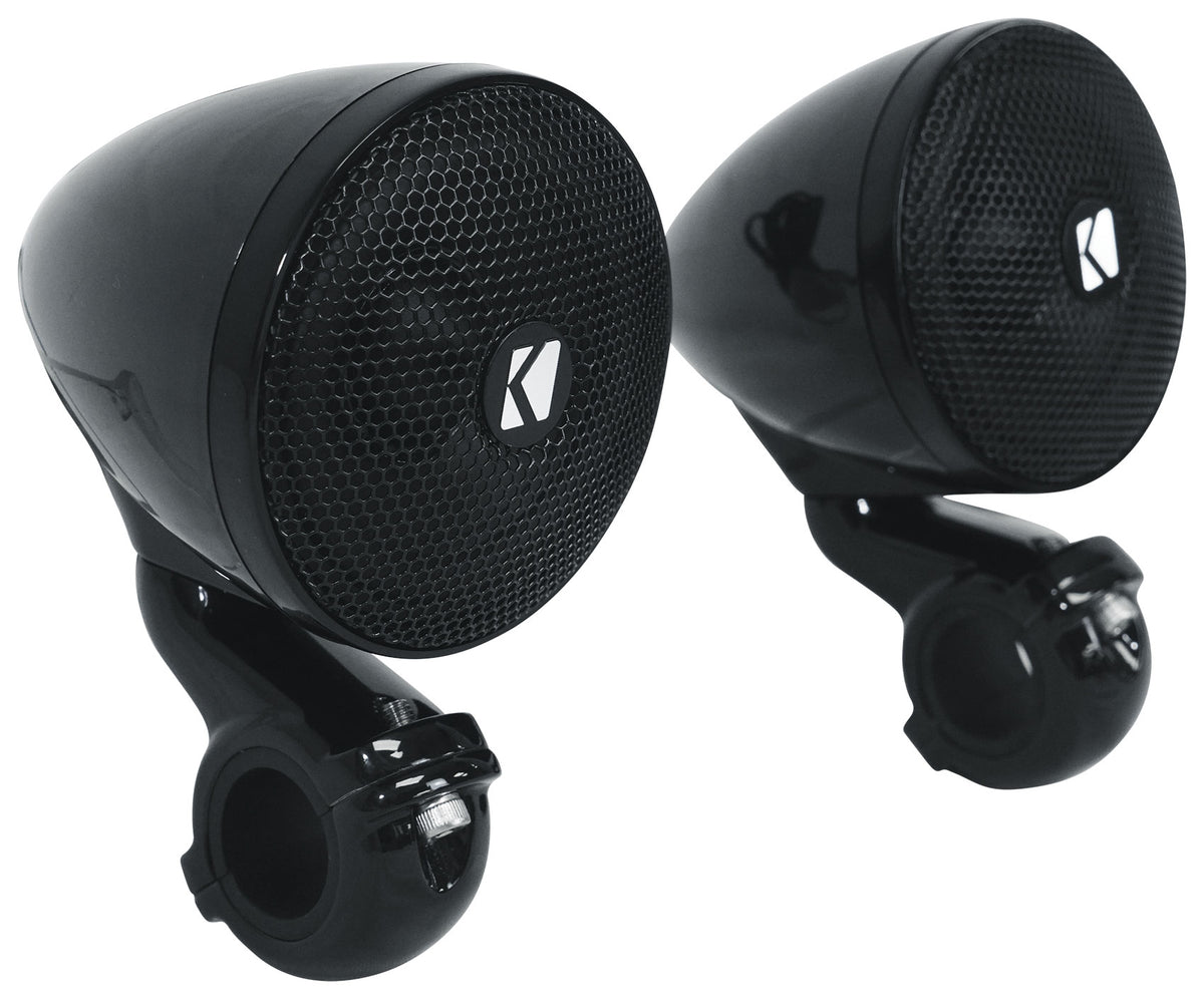 2) Kicker 47PSMB32 3" 100w PSM Motorcycle/ATV Handlebar Speakers in Black PSMB32