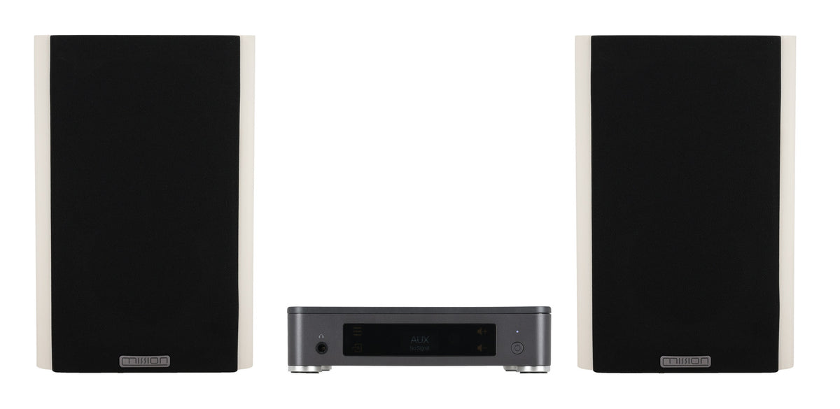 Mission LX CONNECT WHT 120w Wireless Bookshelf Speaker System w/Hub in White