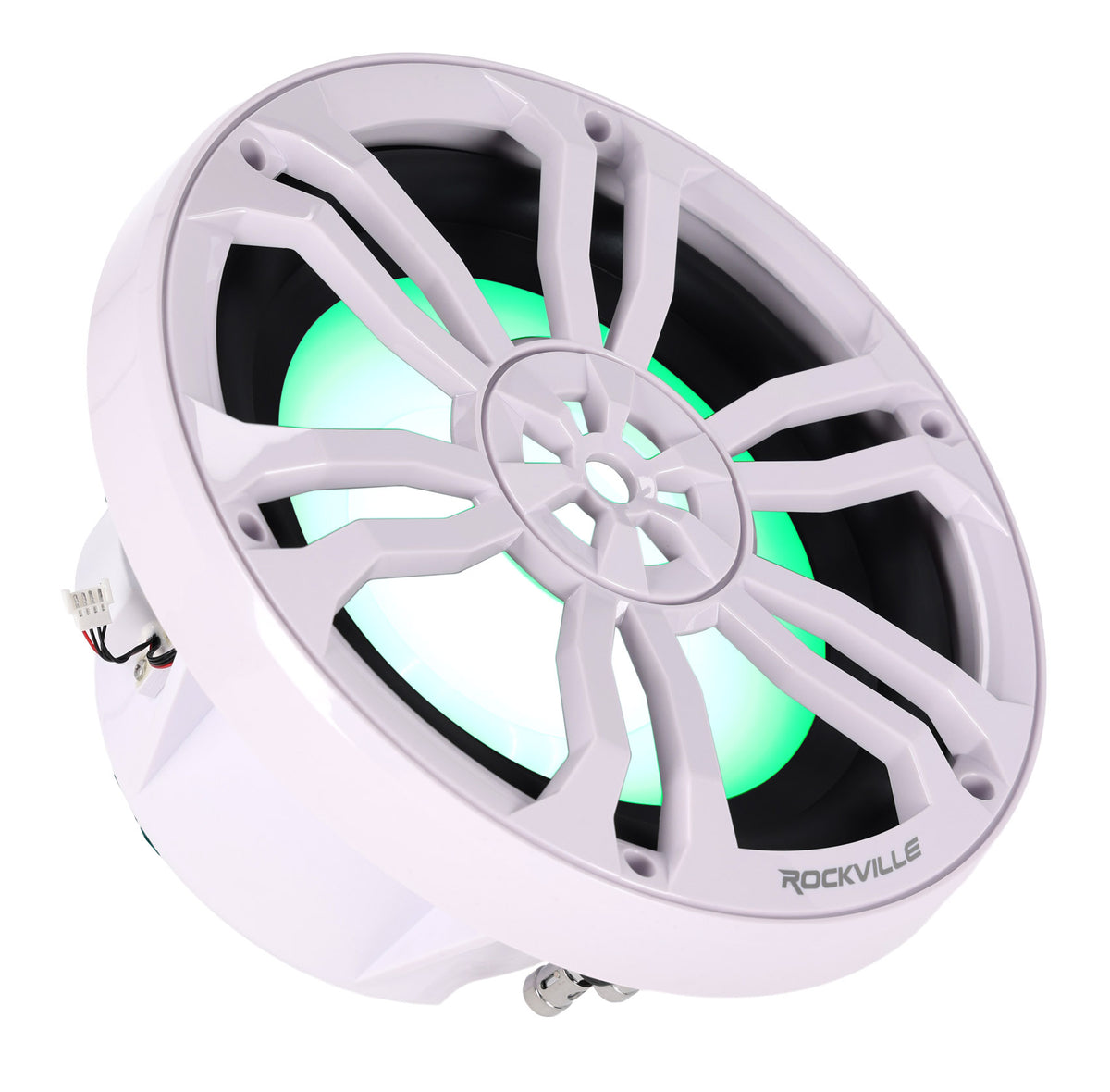 Rockville RM-PREMIUM102 WHITE Marine Boat 10" Free Air Subwoofer with RGB LED