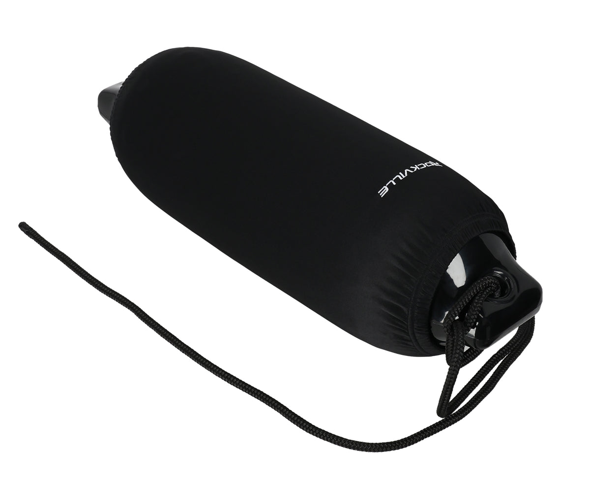 Rockville FEN210-BLACK Boat Fender Package 2 Bumpers 10"x30", 2 Covers, 2 Lines