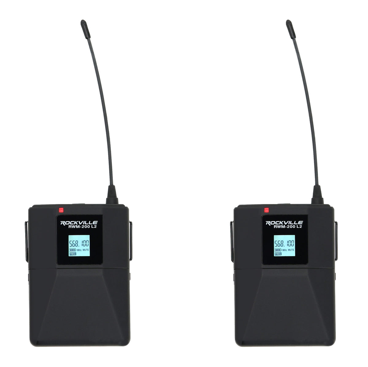 Rockville RWM-200 L2 Dual Lavalier/Lapel & Headset UHF Mic System, 200 Channels