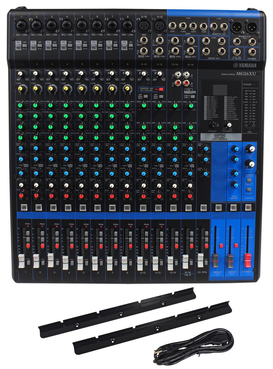 Yamaha MG16XU 12 Channel Mixer w/ Effects, USB, 4 Aux Sends + 12U Rack Kit
