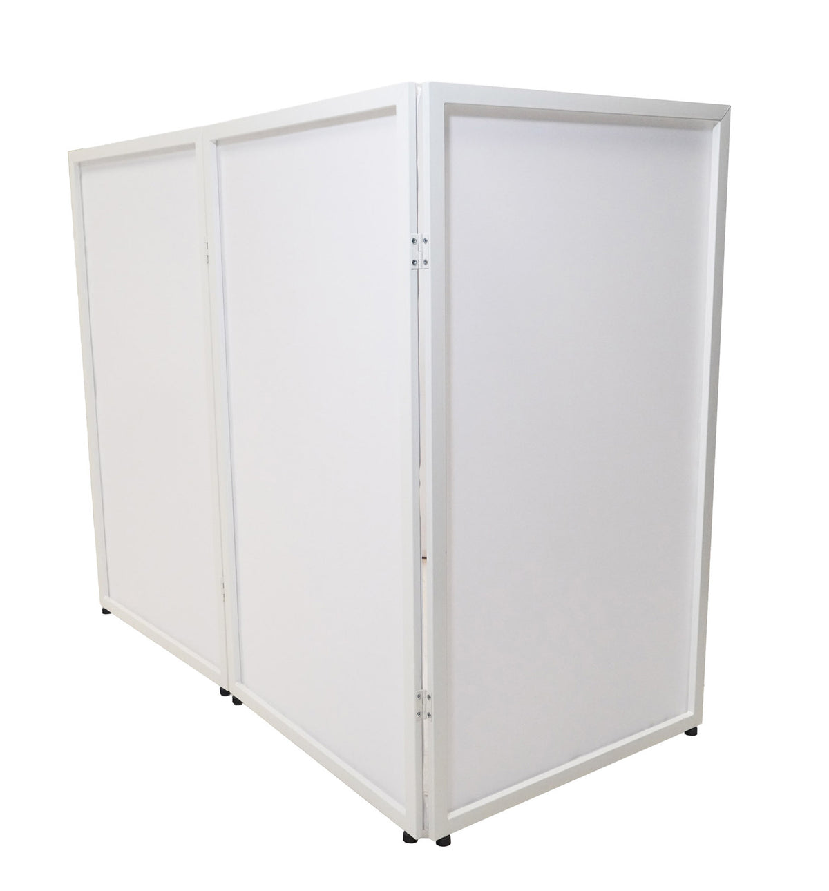 Rockville RFXLW White Portable DJ Facade 112" x 48" Steel Frame Booth+Bag+Scrim