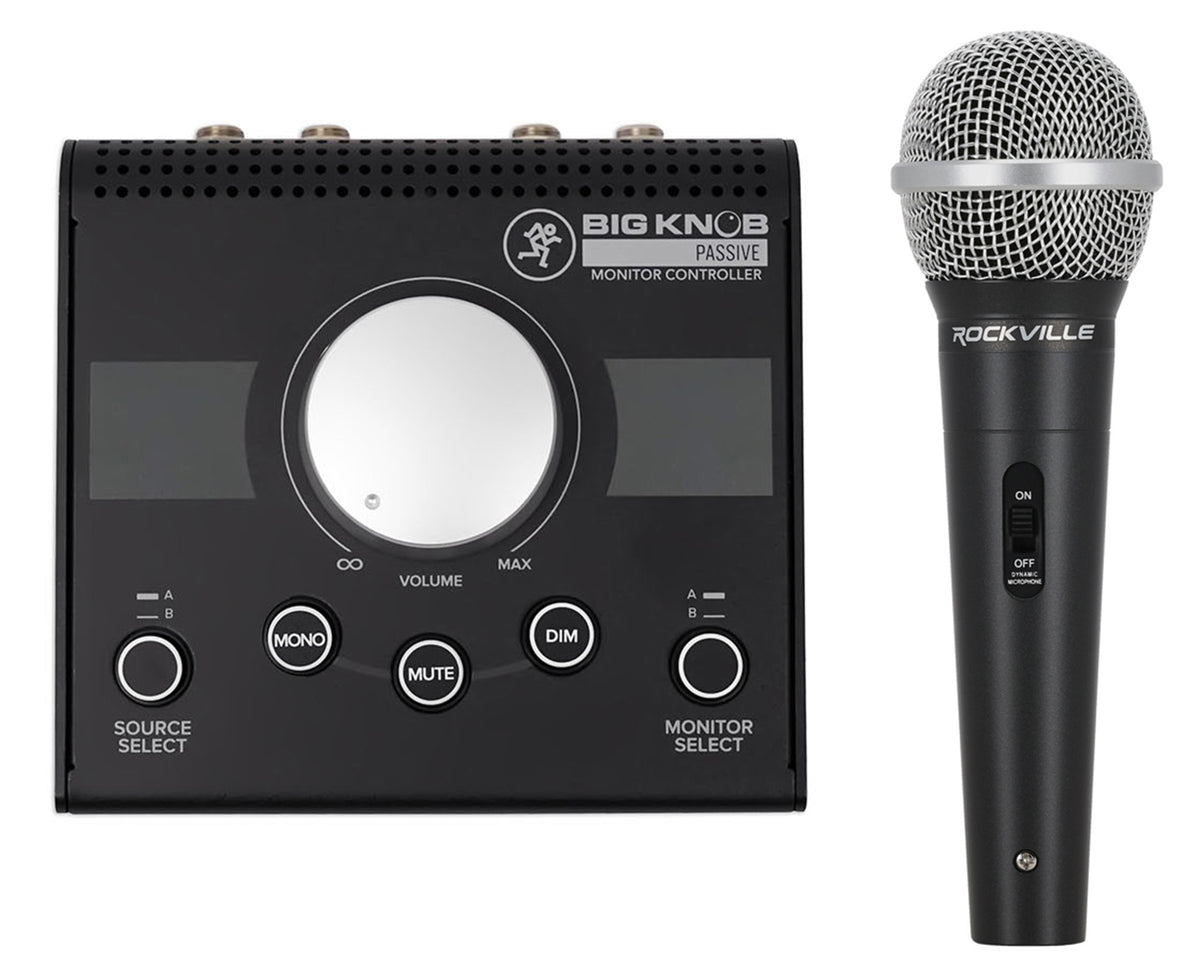 Mackie Big Knob Passive 2x2 Studio Monitor Controller+Microphone+Case+Cable