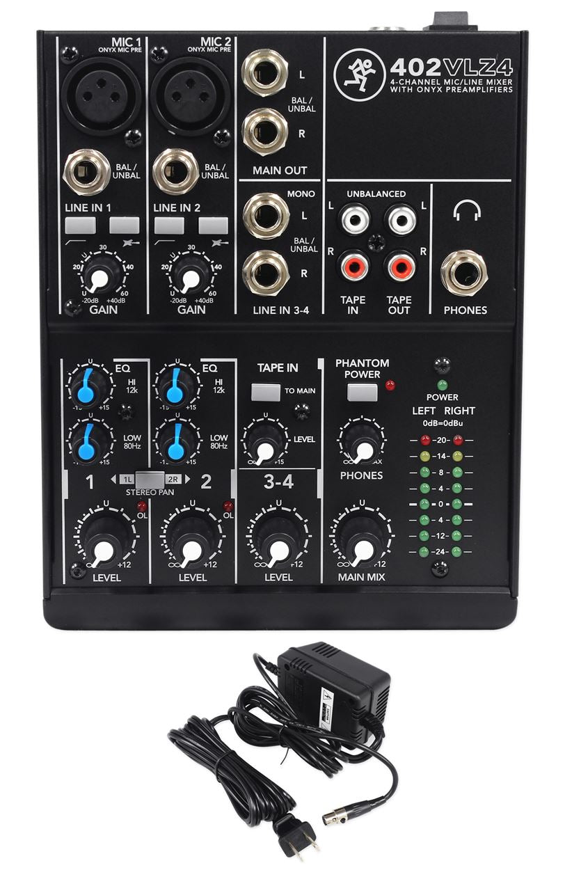 New Mackie 402VLZ4 4-channel Compact Analog Low-Noise Mixer w/ 2 ONYX Preamps