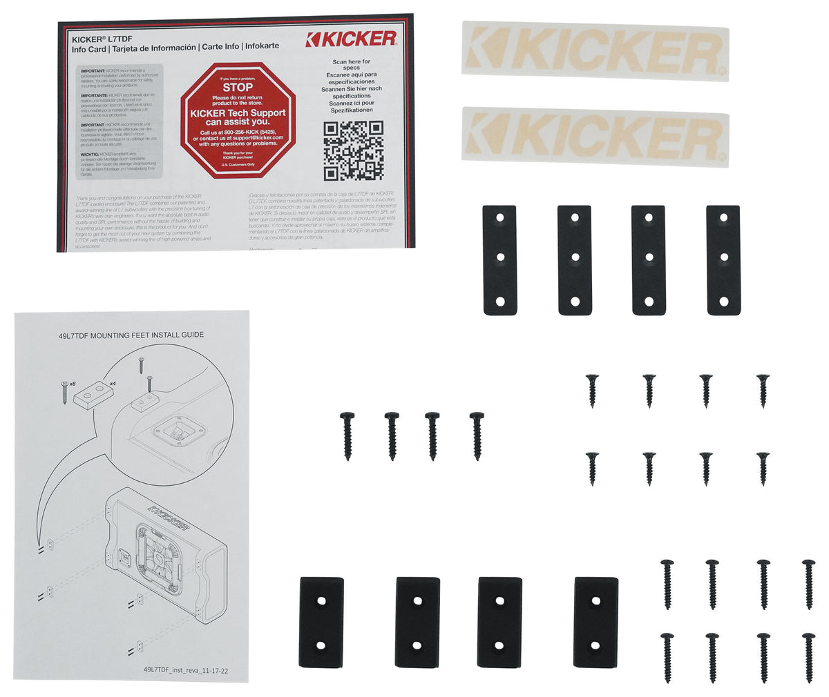 Kicker 49L7TDF122 L7TDF 12" L7T Subwoofer+Shallow Sub Enclosure Box L7TDF122